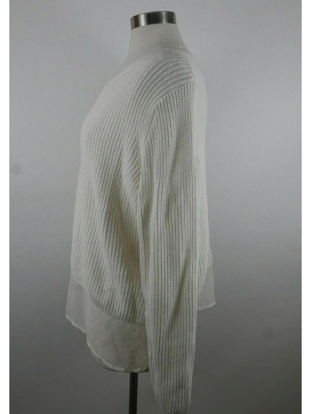 Banana Republic Womens Ribbed Scoop Neck White Sweater Sheer Trim XL - Picture 5 of 9